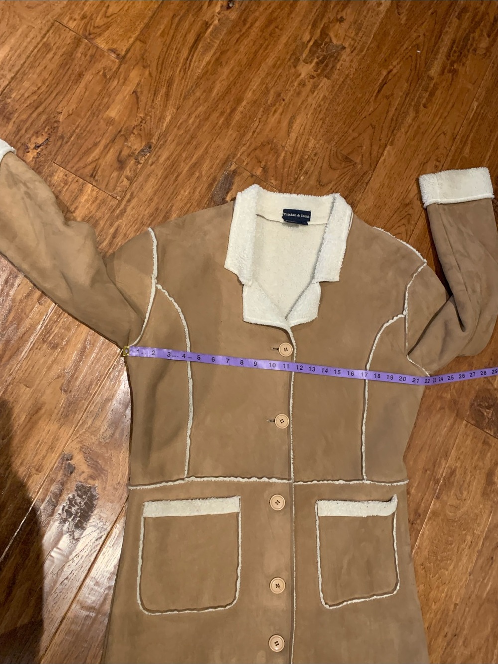 Vintage Tan Shearling Long Coat - Womens - Picture 9 of 12